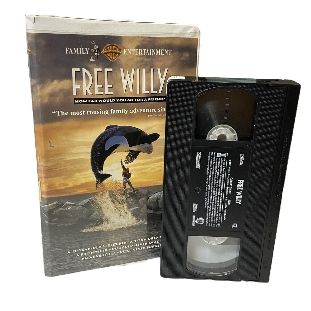 Free Willy VHS Tape Family Entertainment 1993 Movie Classic Orca Whale Adventure